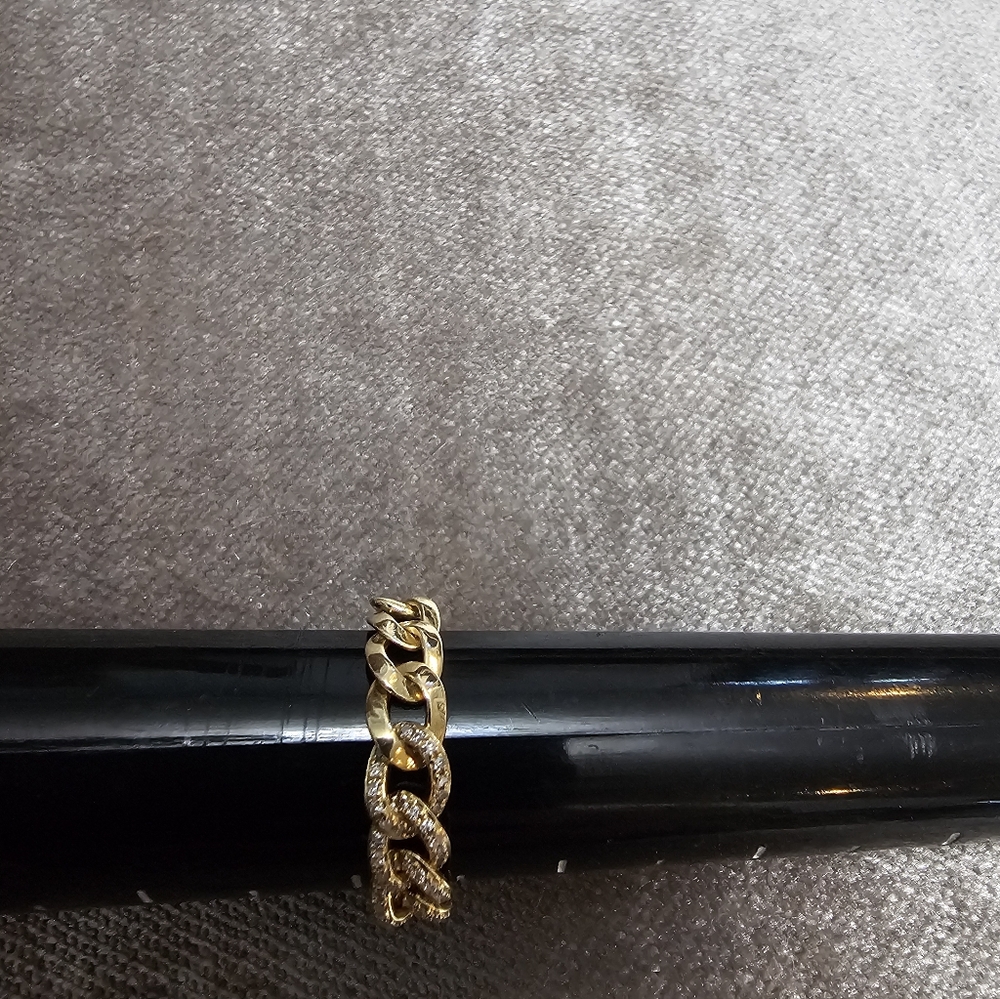Solid Gold Diamond Chain Ring - image 4